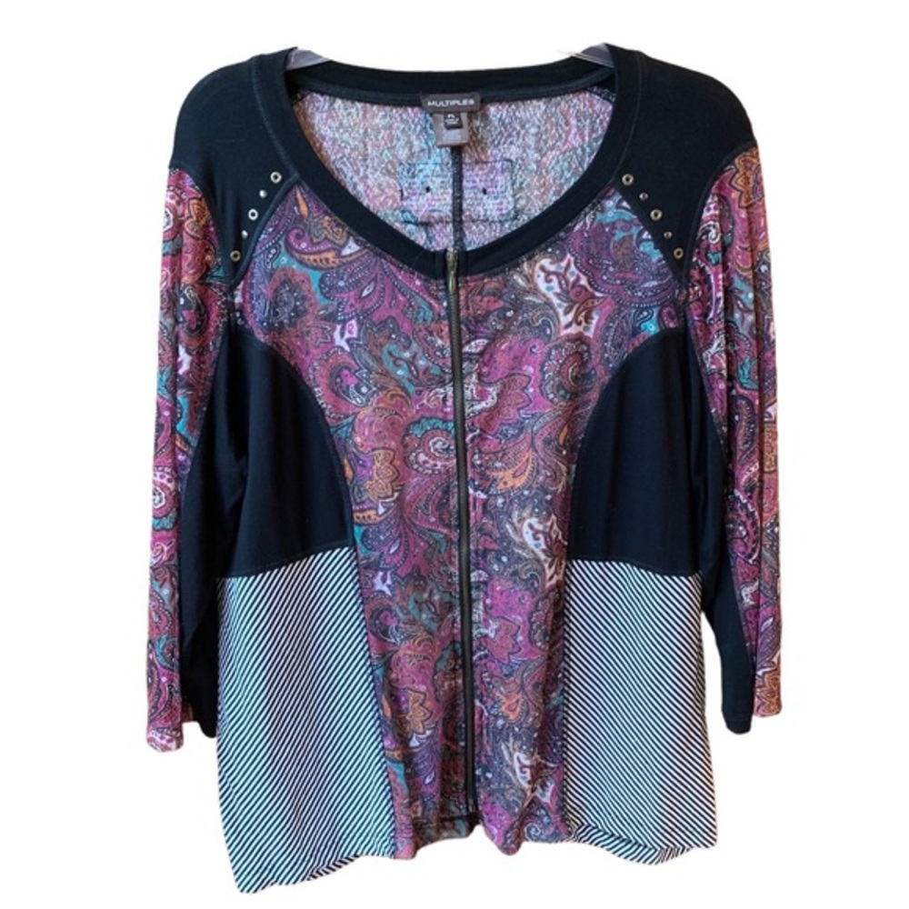 Multiples Patchwork Zip-Up Top Pl - image 1